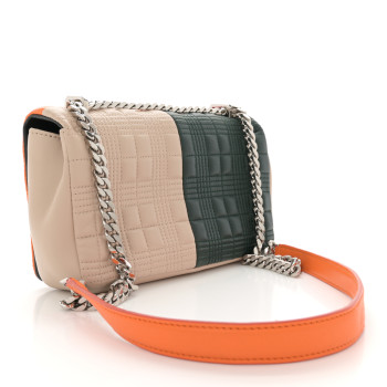 BURBERRY Lambskin Quilted Small Lola Bag Bright Red Orange