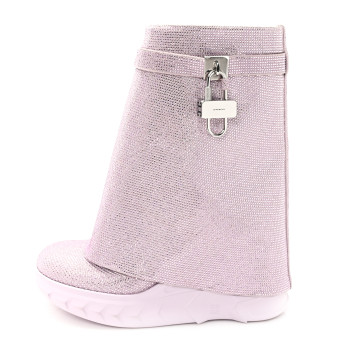 GIVENCHY Suede Strass Shark Lock Biker Ankle Boots 40 Pink GIVENCHY Suede Strass Shark Lock Biker Ankle Boots 40 Pink