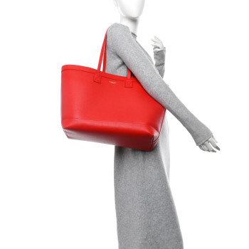 BURBERRY Grainy Calfskin Medium London Tote Bag Bright Red