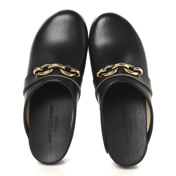 SAINT LAURENT Smooth Calfskin Le Maillon Clogs 39 Black SAINT LAURENT Smooth Calfskin Le Maillon Clogs 39 Black