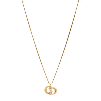 CHRISTIAN DIOR Metal Crystal CD Logo Pendant Necklace Gold