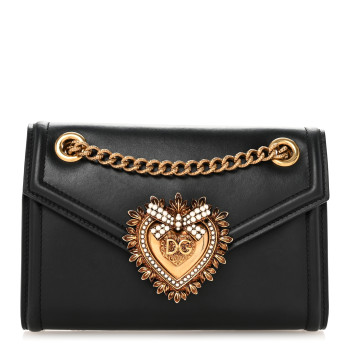 DOLCE & GABBANA Smooth Calfskin Mini Devotion Crossbody Bag Black DOLCE & GABBANA Smooth Calfskin Mini Devotion Crossbody Bag Black