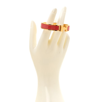 HERMES Enamel Narrow Clic Clac H Bracelet PM Rouge Corail HERMES Enamel Narrow Clic Clac H Bracelet PM Rouge Corail