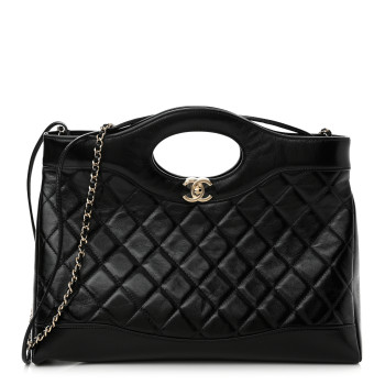 CHANEL Shiny Lambskin Quilted 31 Shopping Bag Black CHANEL Shiny Lambskin Quilted 31 Shopping Bag Black