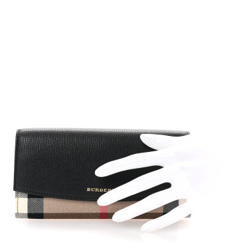 BURBERRY Grainy Calfskin House Check Porter Continental Wallet Black