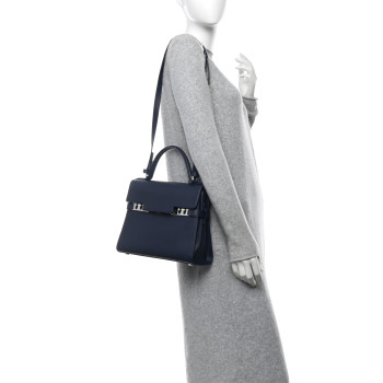 DELVAUX Calfskin MM Tempete Satchel Navy