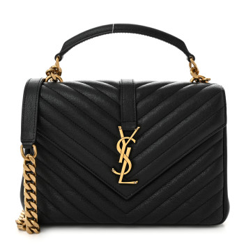 SAINT LAURENT Sheepskin Matelasse Chevron Monogram Medium College Bag Black SAINT LAURENT Sheepskin Matelasse Chevron Monogram Medium College Bag Black