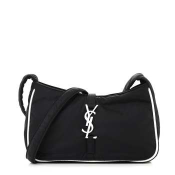 SAINT LAURENT Econyl Nylon Le 5 A 7 Hobo Black White SAINT LAURENT Econyl Nylon Le 5 A 7 Hobo Black White