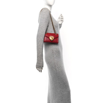 DOLCE & GABBANA Smooth Calfskin Mini Devotion Crossbody Bag Rosso Papavero DOLCE & GABBANA Smooth Calfskin Mini Devotion Crossbody Bag Rosso Papavero