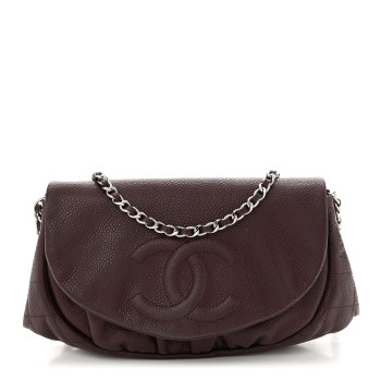 CHANEL Caviar Half Moon Wallet On Chain WOC Bordeaux CHANEL Caviar Half Moon Wallet On Chain WOC Bordeaux
