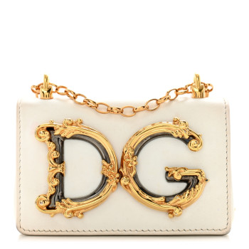 DOLCE & GABBANA Calfskin Micro DG Girls Shoulder Bag White DOLCE & GABBANA Calfskin Micro DG Girls Shoulder Bag White