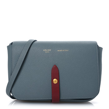 CELINE Grained Shiny Calfskin Strap Clutch Blue Red CELINE Grained Shiny Calfskin Strap Clutch Blue Red
