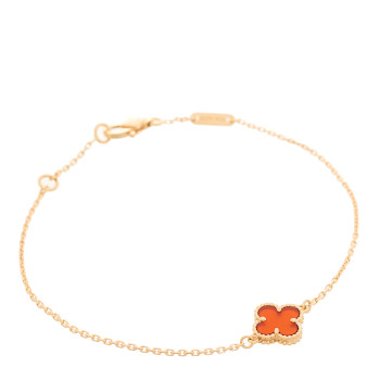 VAN CLEEF & ARPELS 18K Rose Gold Carnelian Sweet Alhambra Bracelet
