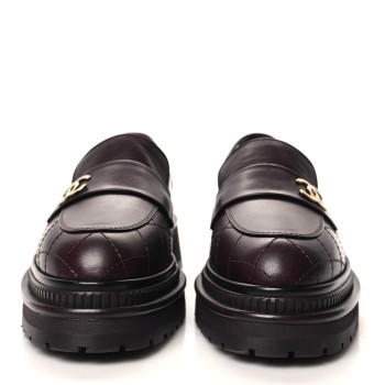CHANEL Calfskin Quilted CC Mocassin Loafers 36 Dark Purple CHANEL Calfskin Quilted CC Mocassin Loafers 36 Dark Purple