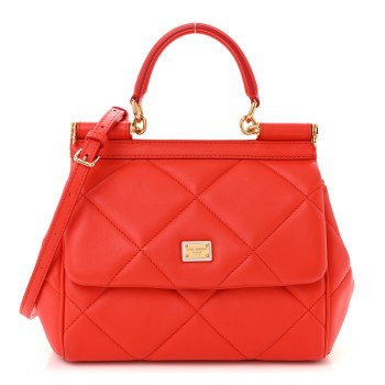 DOLCE & GABBANA Calfskin Quilted Small Miss Sicily Satchel Red DOLCE & GABBANA Calfskin Quilted Small Miss Sicily Satchel Red