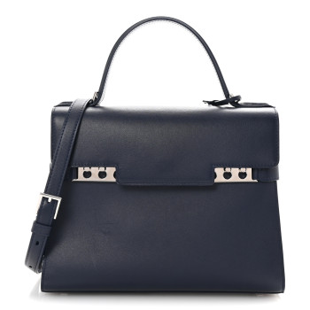 DELVAUX Calfskin MM Tempete Satchel Navy