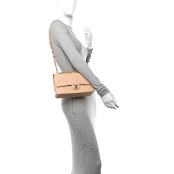 CHANEL Caviar Quilted Medium Double Flap Beige CHANEL Caviar Quilted Medium Double Flap Beige