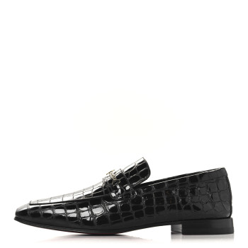 CHRISTIAN LOUBOUTIN Soft Calfskin Alligator Embossed Mens MJ Moc Loafers 42 Black CHRISTIAN LOUBOUTIN Soft Calfskin Alligator Embossed Mens MJ Moc Loafers 42 Black
