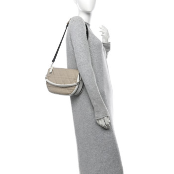 CHRISTIAN DIOR Lambskin Cannage Medium Dior Vibe Hobo Bag Beige