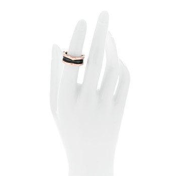 BULGARI 18K Rose Gold Black Ceramic B.Zero1 Two-Band Ring 51 5.75 BULGARI 18K Rose Gold Black Ceramic B.Zero1 Two-Band Ring 51 5.75