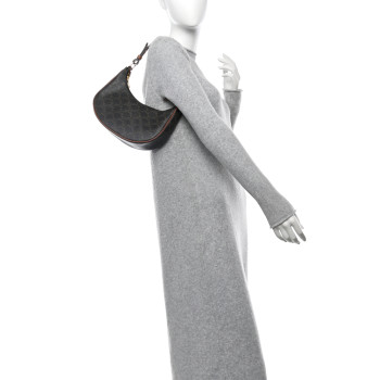 CELINE Triomphe Canvas Calfskin Ava Shoulder Bag Tan CELINE Triomphe Canvas Calfskin Ava Shoulder Bag Tan