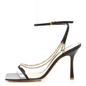 BOTTEGA VENETA Lambskin Stretch Chain Strap 90mm Sandals 41 Ebony BOTTEGA VENETA Lambskin Stretch Chain Strap 90mm Sandals 41 Ebony