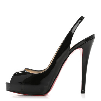 CHRISTIAN LOUBOUTIN Patent Flo Sling 120 Pumps 37 Black CHRISTIAN LOUBOUTIN Patent Flo Sling 120 Pumps 37 Black