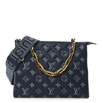 LOUIS VUITTON Lambskin Embossed Monogram Coussin PM Denim Blue