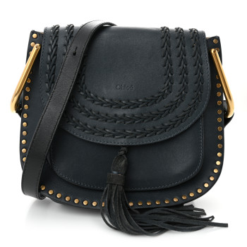 CHLOE Calfskin Braided Small Hudson Shoulder Bag Blue CHLOE Calfskin Braided Small Hudson Shoulder Bag Blue
