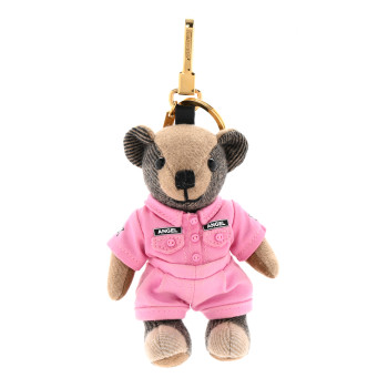 BURBERRY Cashmere Thomas Angel Jacket Teddy Bear Keychain Charm Pink