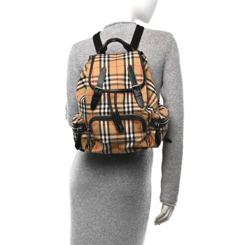 BURBERRY Canvas Vintage Check Medium Rucksack Backpack Antique Yellow