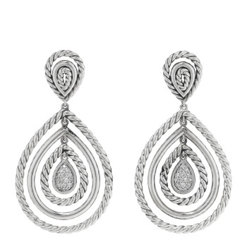 DAVID YURMAN Sterling Silver Diamond Cable Classic Teardrop Earrings DAVID YURMAN Sterling Silver Diamond Cable Classic Teardrop Earrings