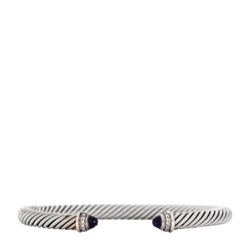 DAVID YURMAN Sterling Silver Amethyst Diamond 5mm Cable Classics Bracelet DAVID YURMAN Sterling Silver Amethyst Diamond 5mm Cable Classics Bracelet