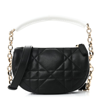 CHRISTIAN DIOR Lambskin Cannage Micro Dior Vibe Hobo Bag Black
