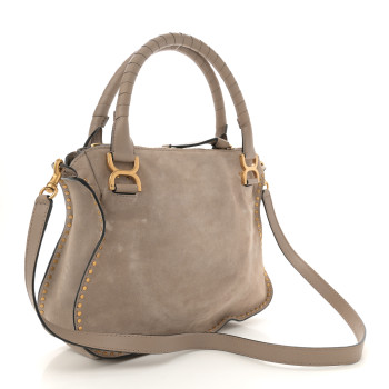 CHLOE Suede Calfskin Braided Medium Marcie Satchel Motty Grey CHLOE Suede Calfskin Braided Medium Marcie Satchel Motty Grey