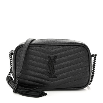 SAINT LAURENT Grain De Poudre Matelasse Monochrome Monogram Mini Lou Camera Bag Black SAINT LAURENT Grain De Poudre Matelasse Monochrome Monogram Mini Lou Camera Bag Black