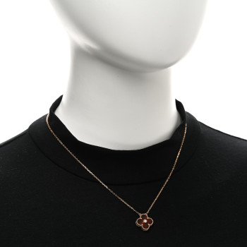 VAN CLEEF & ARPELS 18K Rose Gold Diamond Bulls Eye Vintage Alhambra Pendant Necklace