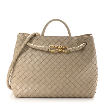 BOTTEGA VENETA Nappa Intrecciato Medium Andiamo Shoulder Bag Ecru BOTTEGA VENETA Nappa Intrecciato Medium Andiamo Shoulder Bag Ecru