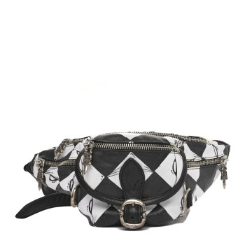 CHROME HEARTS Canvas 99 Eyes Snat Pack Gunslinger Waist Bag Black White