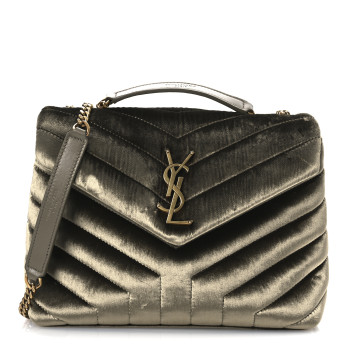 SAINT LAURENT Velvet Y Quilted Monogram Small Loulou Chain Satchel Dark Vintage Olive SAINT LAURENT Velvet Y Quilted Monogram Small Loulou Chain Satchel Dark Vintage Olive