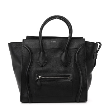 CELINE Drummed Calfskin Mini Luggage Black CELINE Drummed Calfskin Mini Luggage Black