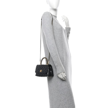 CHANEL Calfskin Quilted Extra Mini Coco Handle Flap Black CHANEL Calfskin Quilted Extra Mini Coco Handle Flap Black