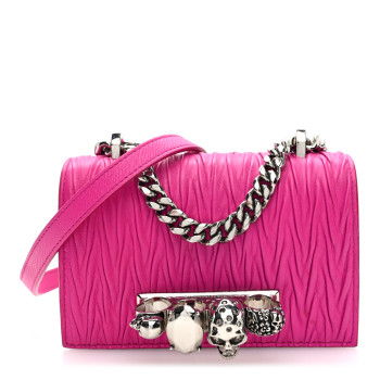 ALEXANDER MCQUEEN Lambskin Pleated Knuckle Shoulder Bag Fuchsia ALEXANDER MCQUEEN Lambskin Pleated Knuckle Shoulder Bag Fuchsia