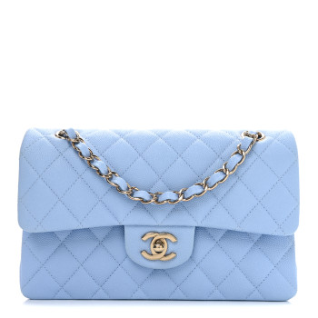 CHANEL Caviar Quilted Small Double Flap Light Blue CHANEL Caviar Quilted Small Double Flap Light Blue