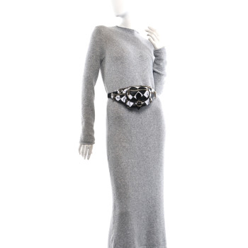 CHROME HEARTS Canvas 99 Eyes Snat Pack Gunslinger Waist Bag Black White