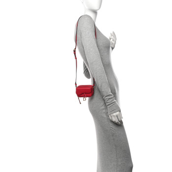 CHRISTIAN DIOR Goatskin Mini Saddle Shoulder Strap Pouch Raspberry