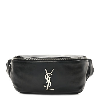 SAINT LAURENT Calfskin Monogram Belt Bag Black SAINT LAURENT Calfskin Monogram Belt Bag Black