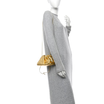 BOTTEGA VENETA Metallic Bark Calfskin The Mini Pouch Gold BOTTEGA VENETA Metallic Bark Calfskin The Mini Pouch Gold