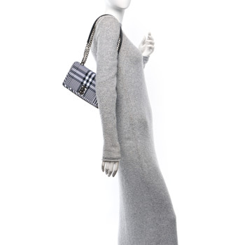 BURBERRY Nylon Check Small Lola Bag Black White