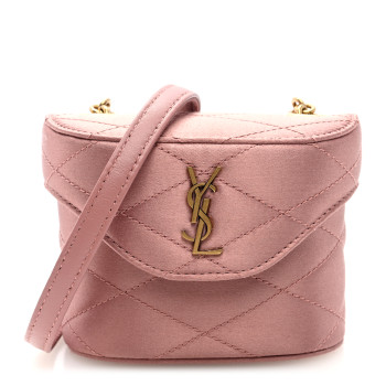 SAINT LAURENT Satin Matelasse Monogram Micro June Box Bag Dragee SAINT LAURENT Satin Matelasse Monogram Micro June Box Bag Dragee